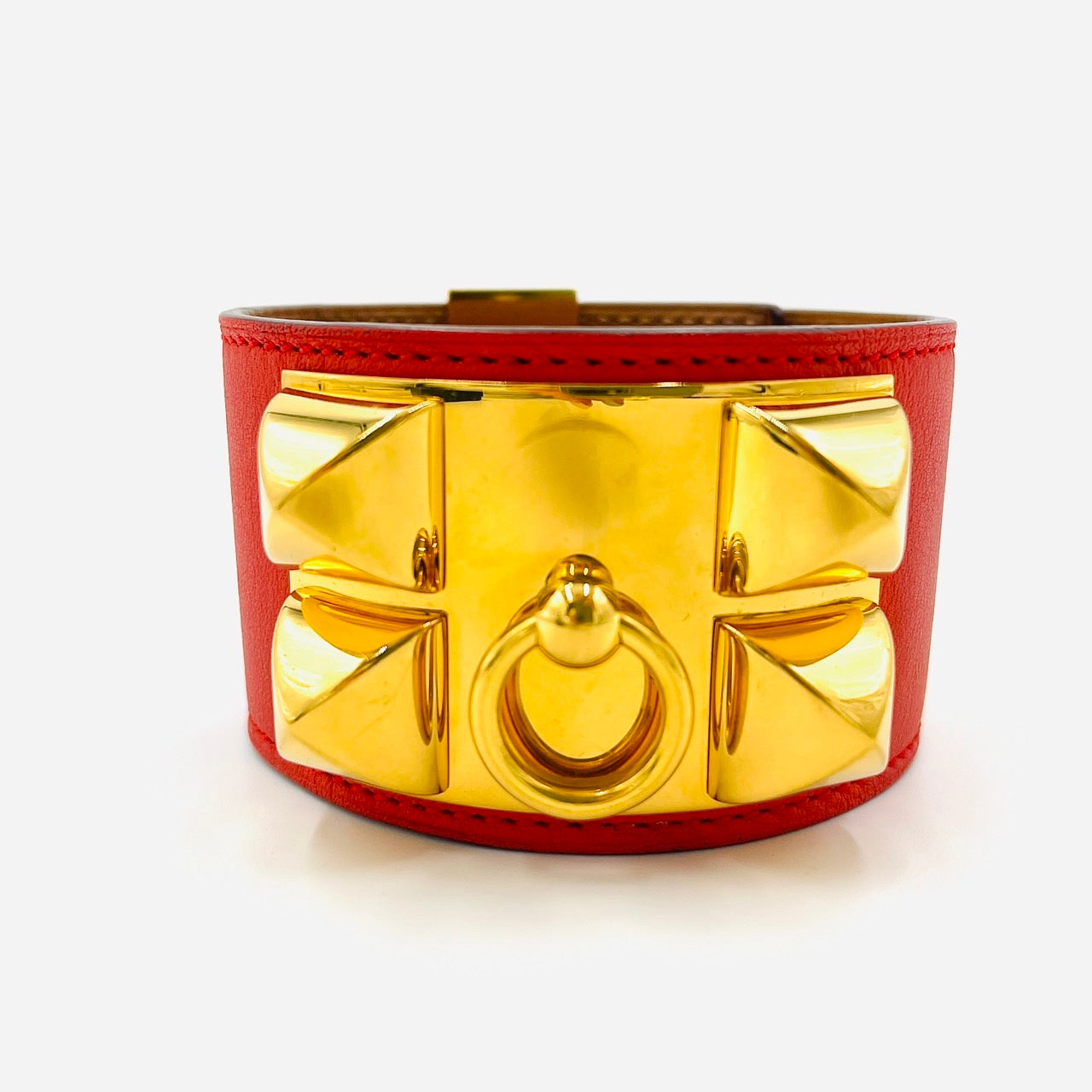 HERMES Ｃollier de Chien Bangle Leather Orange