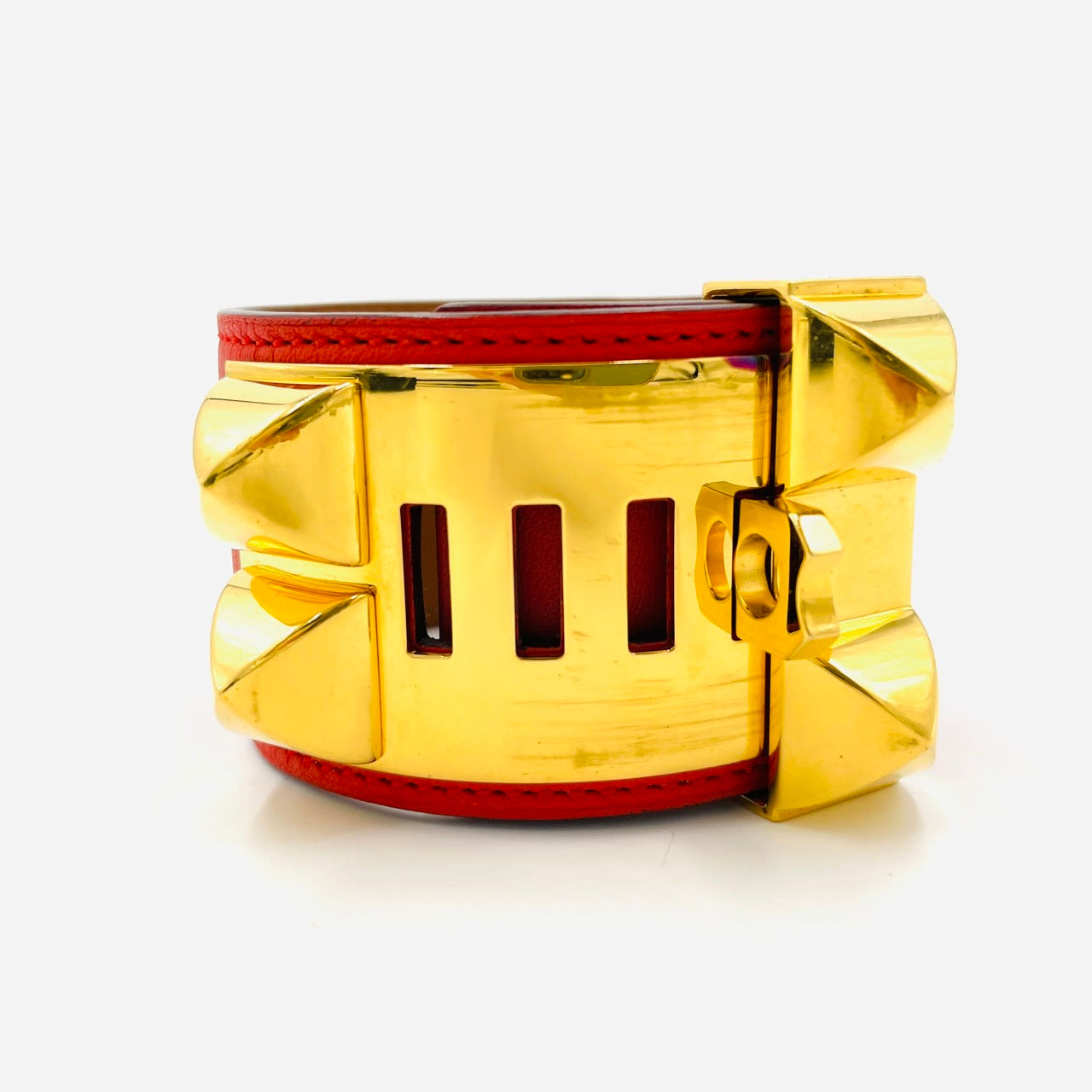 HERMES Ｃollier de Chien Bangle Leather Orange