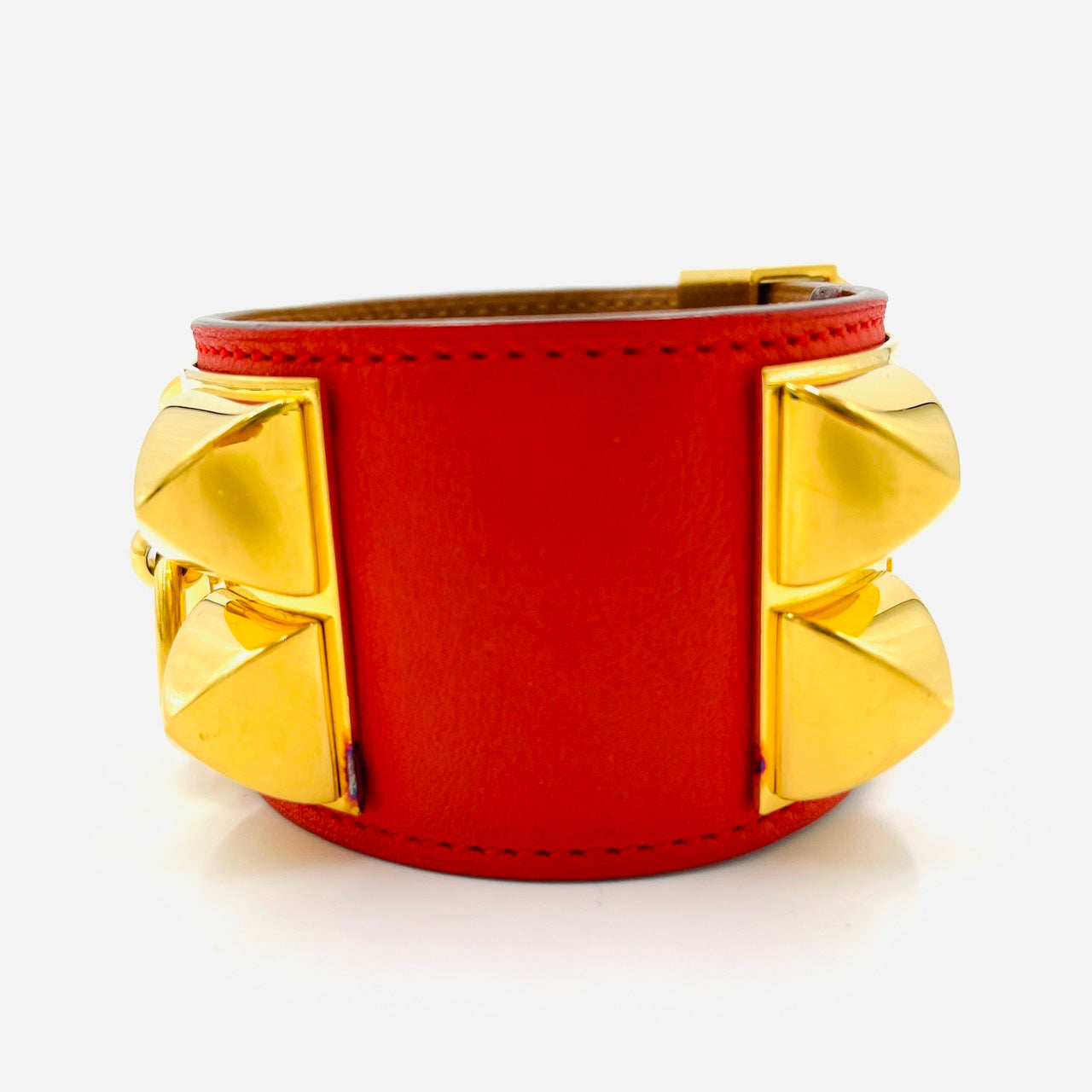 HERMES Ｃollier de Chien Bangle Leather Orange
