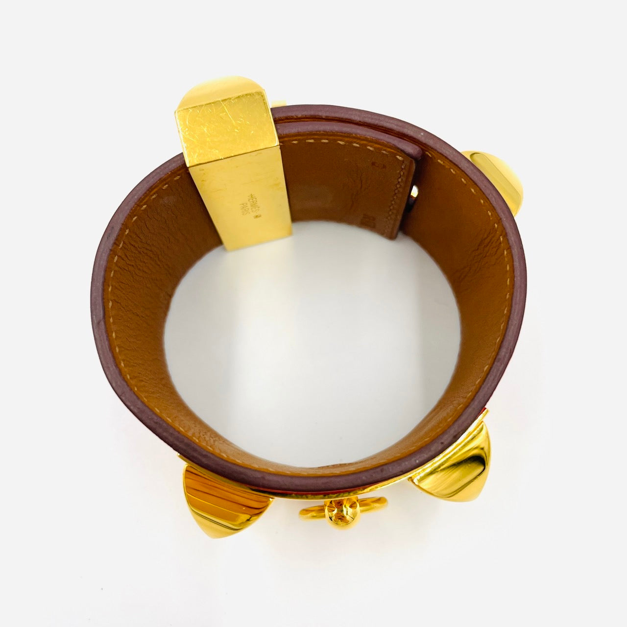 HERMES Ｃollier de Chien Bangle Leather Orange