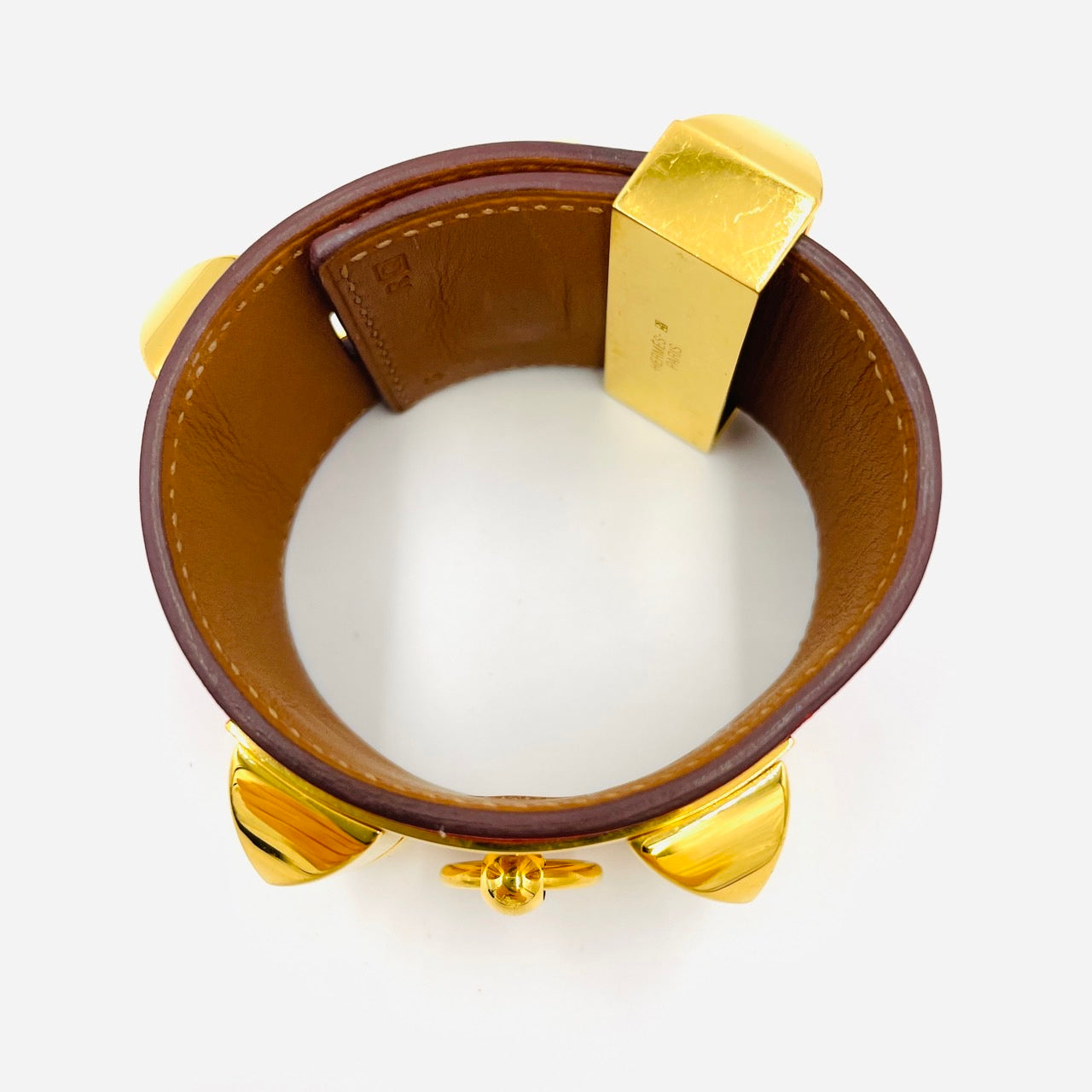 HERMES Ｃollier de Chien Bangle Leather Orange