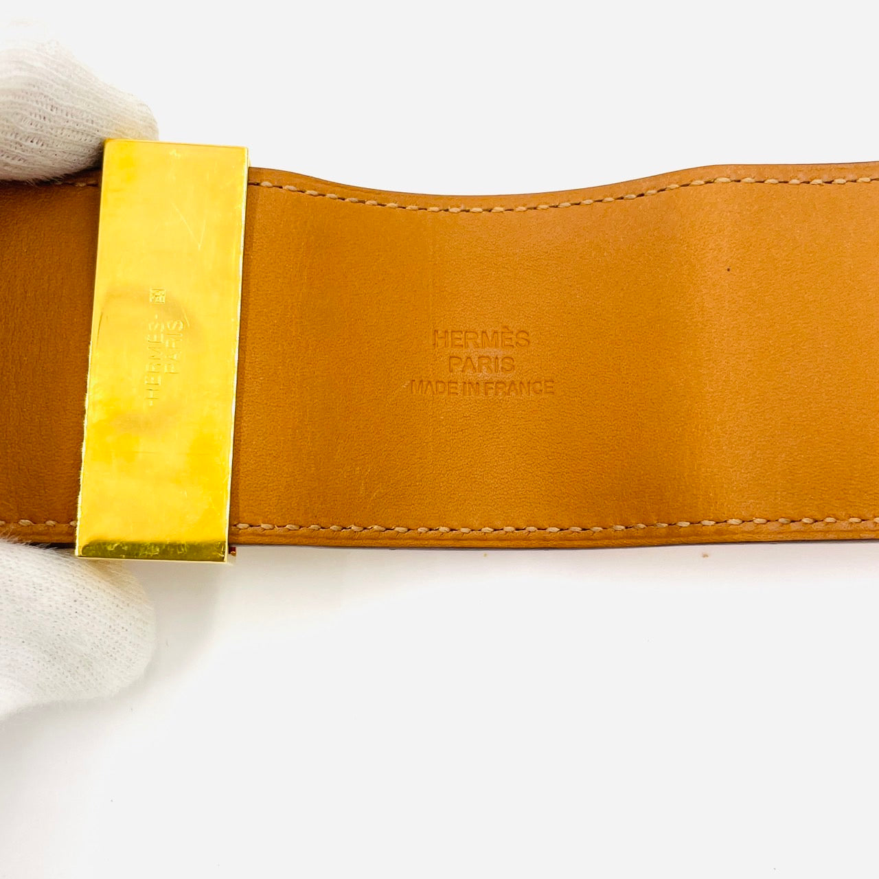 HERMES Ｃollier de Chien Bangle Leather Orange