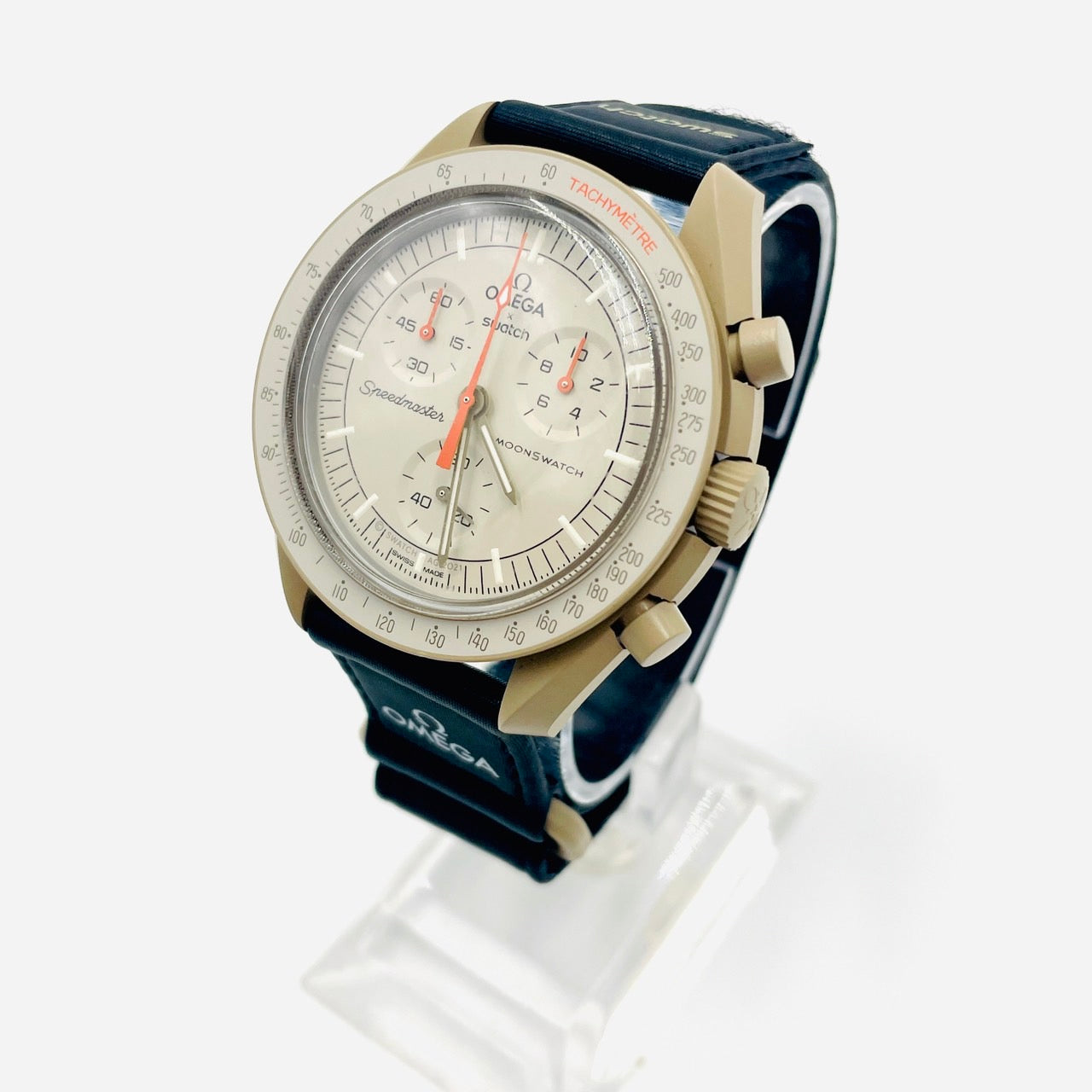 OMEGA×Swatch Speedmaster Bioceramic Moonswatch MISSION TO JUPITER Black×Beige