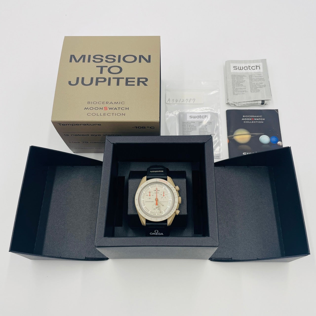OMEGA×Swatch Speedmaster Bioceramic Moonswatch MISSION TO JUPITER Black×Beige