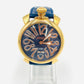 GaGa Milano Men Watch Manuale Blue Leather Gold
