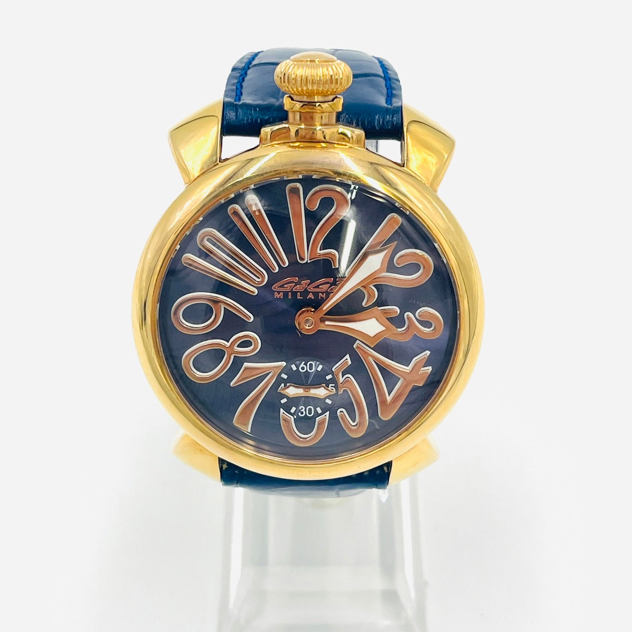 GaGa Milano Men Watch Manuale Blue Leather Gold