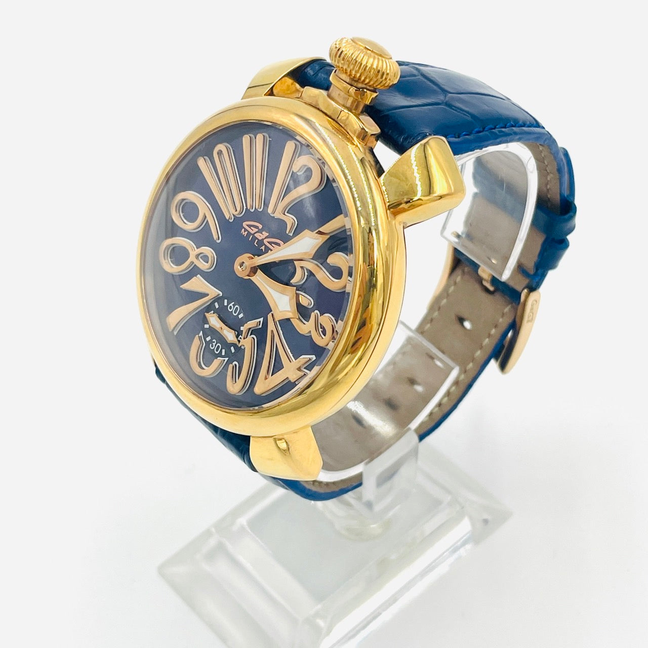 GaGa Milano Men Watch Manuale Blue Leather Gold