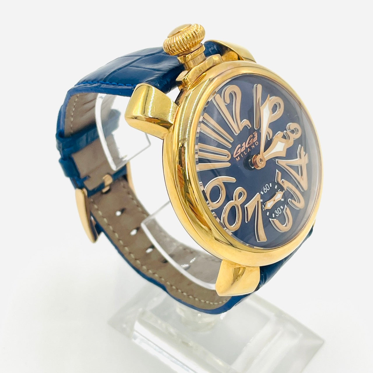 GaGa Milano Men Watch Manuale Blue Leather Gold