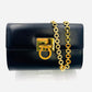Salvatore Ferragamo Gancini Black Chain Leather Shoulder Bag