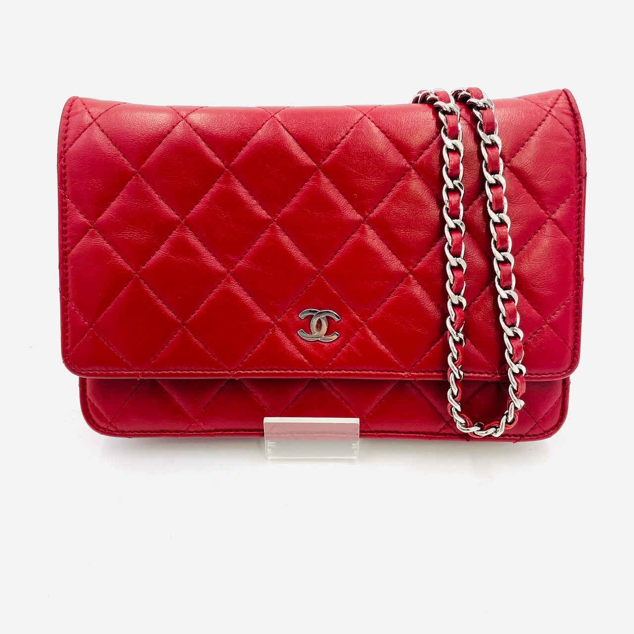 CHANEL MATRASSE Red Lamb Skin Chain Shoulder Bag