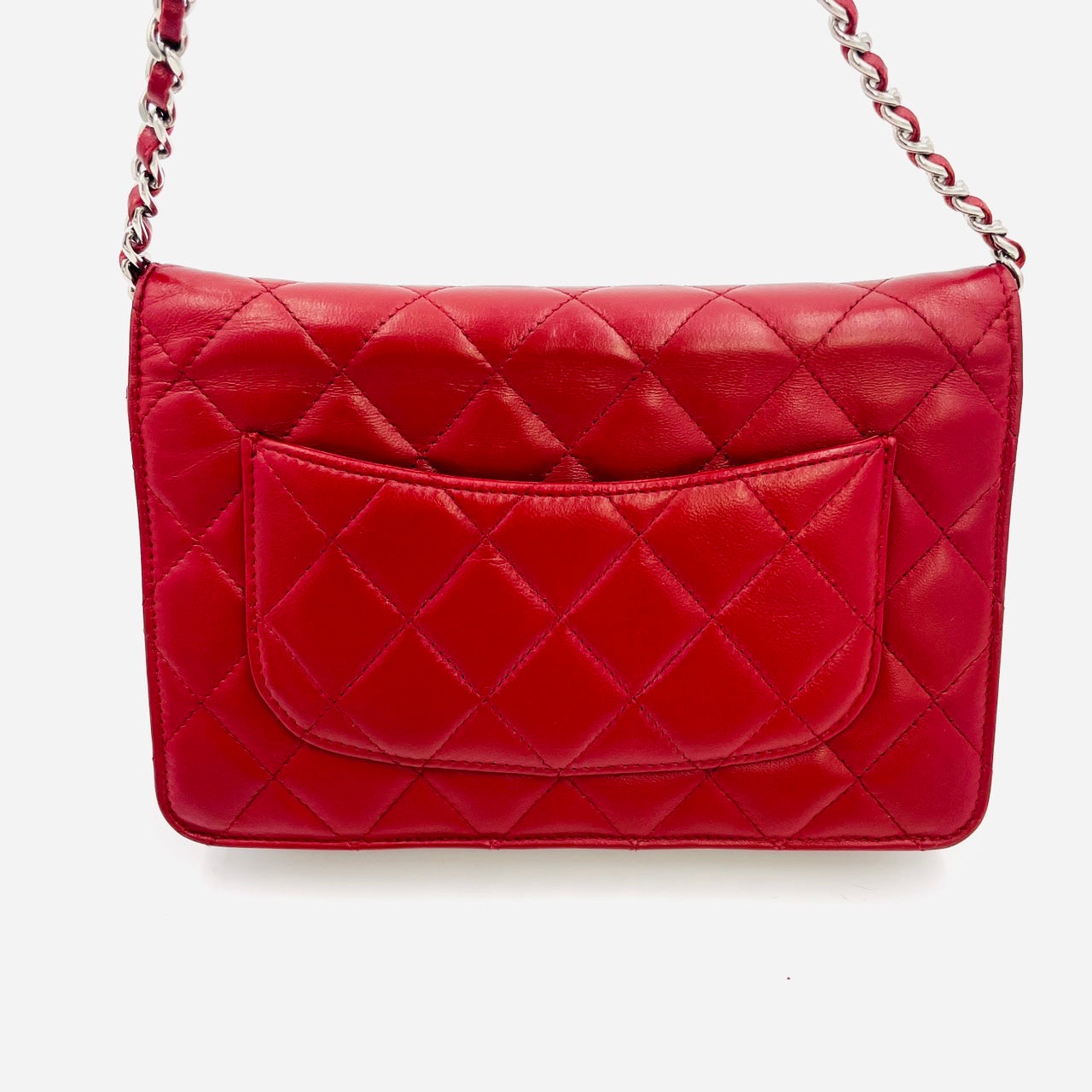 CHANEL MATRASSE Red Lamb Skin Chain Shoulder Bag