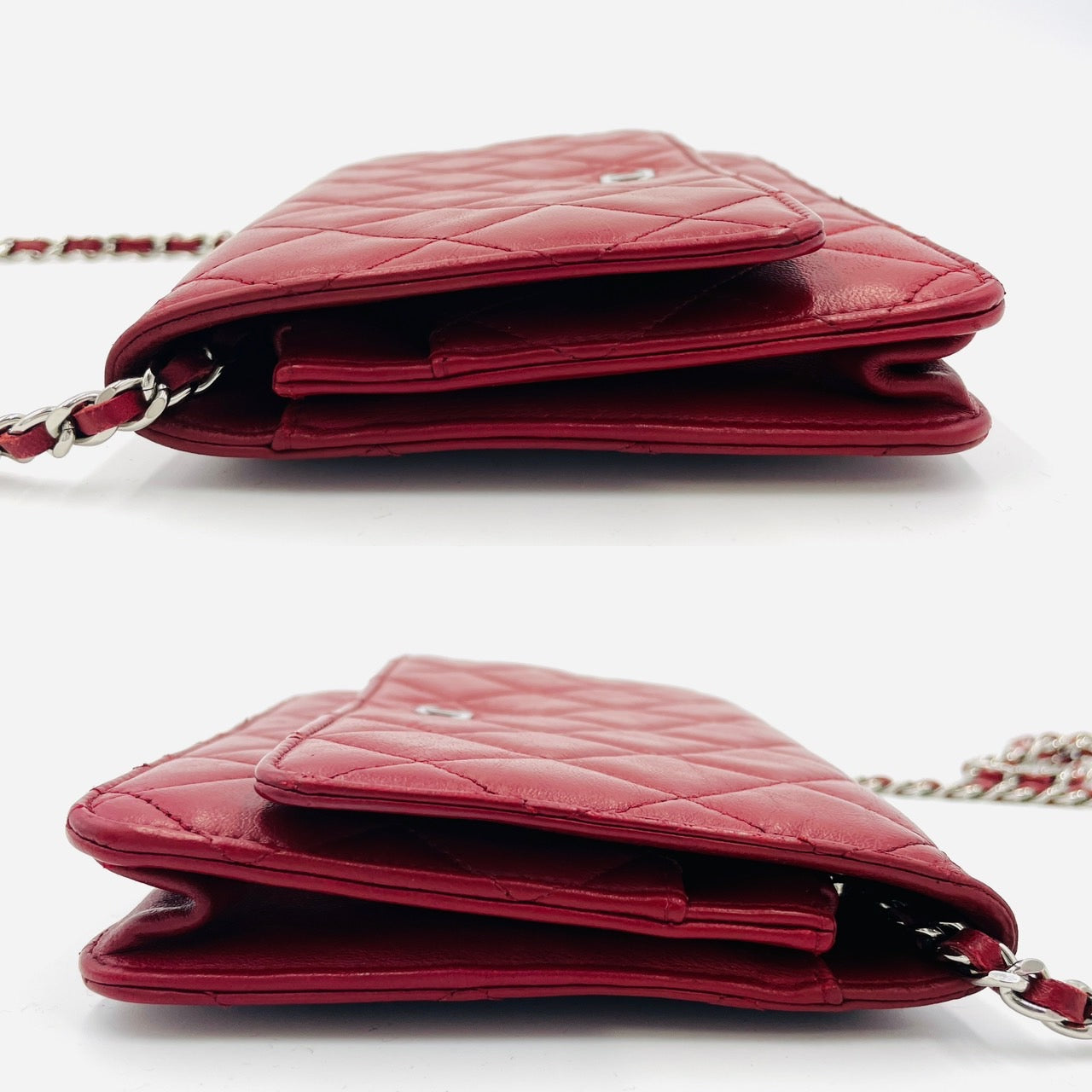 CHANEL MATRASSE Red Lamb Skin Chain Shoulder Bag