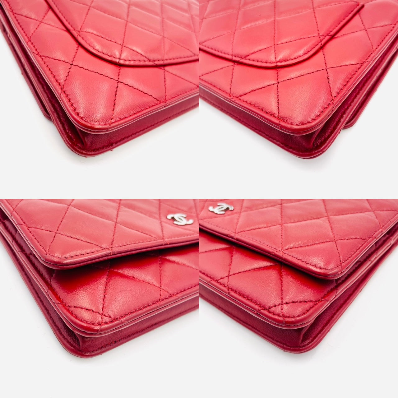 CHANEL MATRASSE Red Lamb Skin Chain Shoulder Bag
