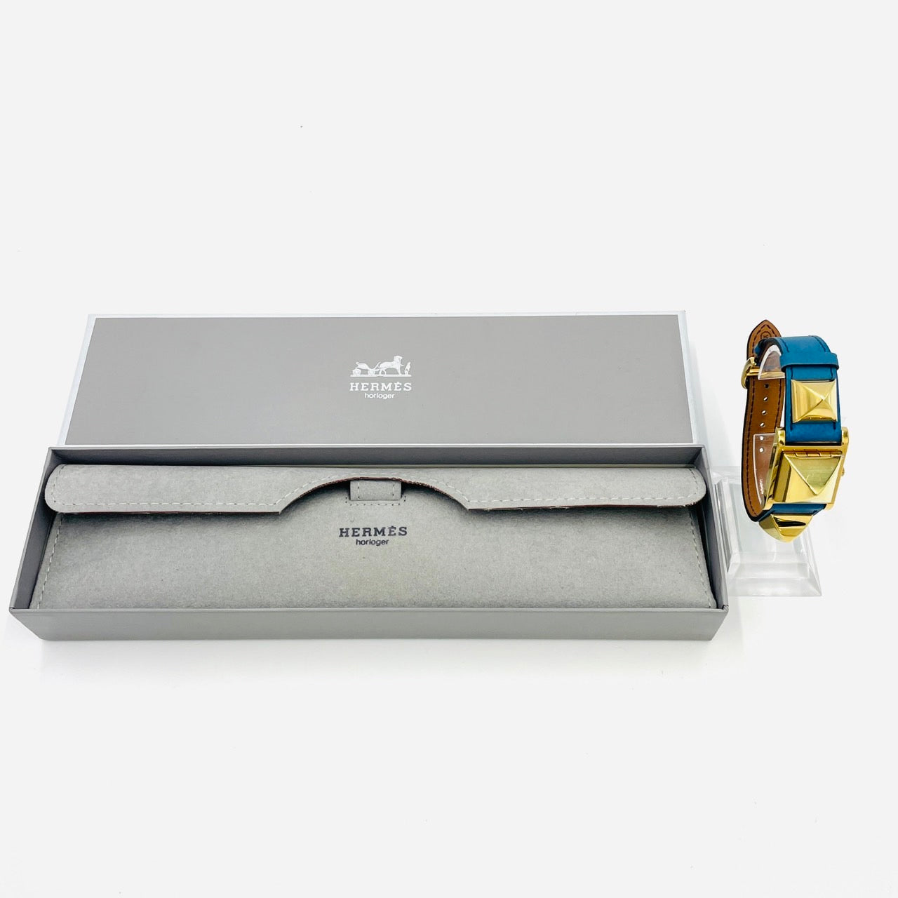 HERMES Medor Women Watch Leather Blue QZ
