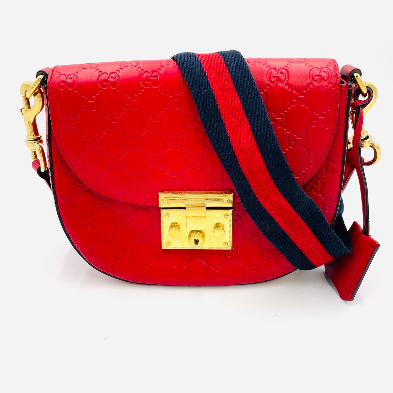 GUCCI Shoulder Bag Leather Red