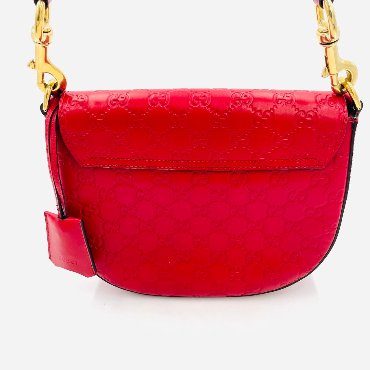 GUCCI Shoulder Bag Leather Red