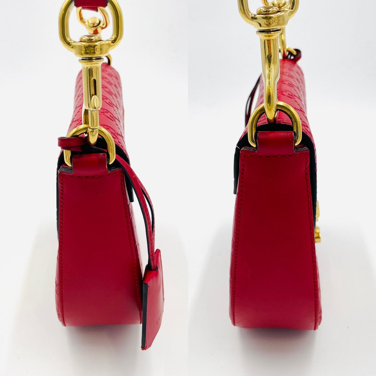 GUCCI Shoulder Bag Leather Red