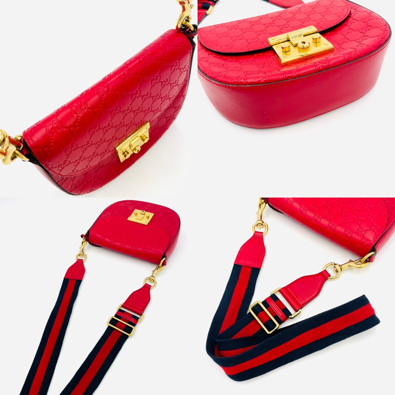 GUCCI Shoulder Bag Leather Red
