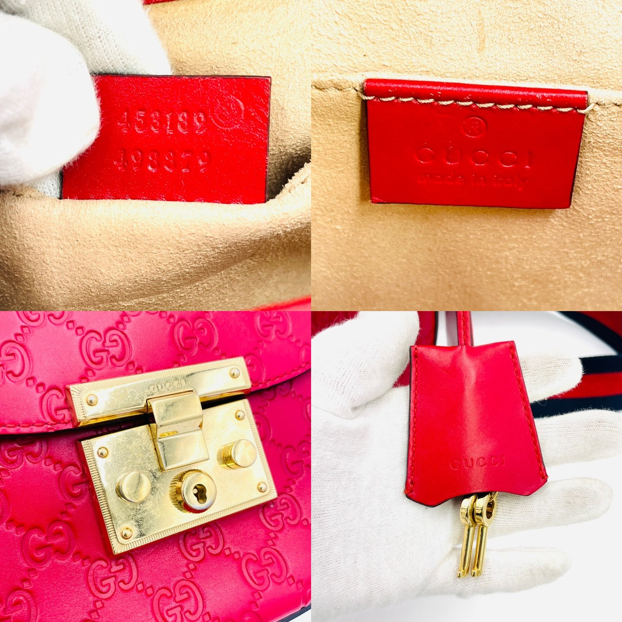 GUCCI Shoulder Bag Leather Red