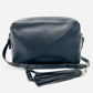 YVES SAINT LAURENT Fringe Shoulder Leather Black Logo Bag