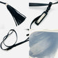 YVES SAINT LAURENT Fringe Shoulder Leather Black Logo Bag