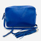 YVES SAINT LAURENT Fringe Shoulder Leather Blue Logo Bag