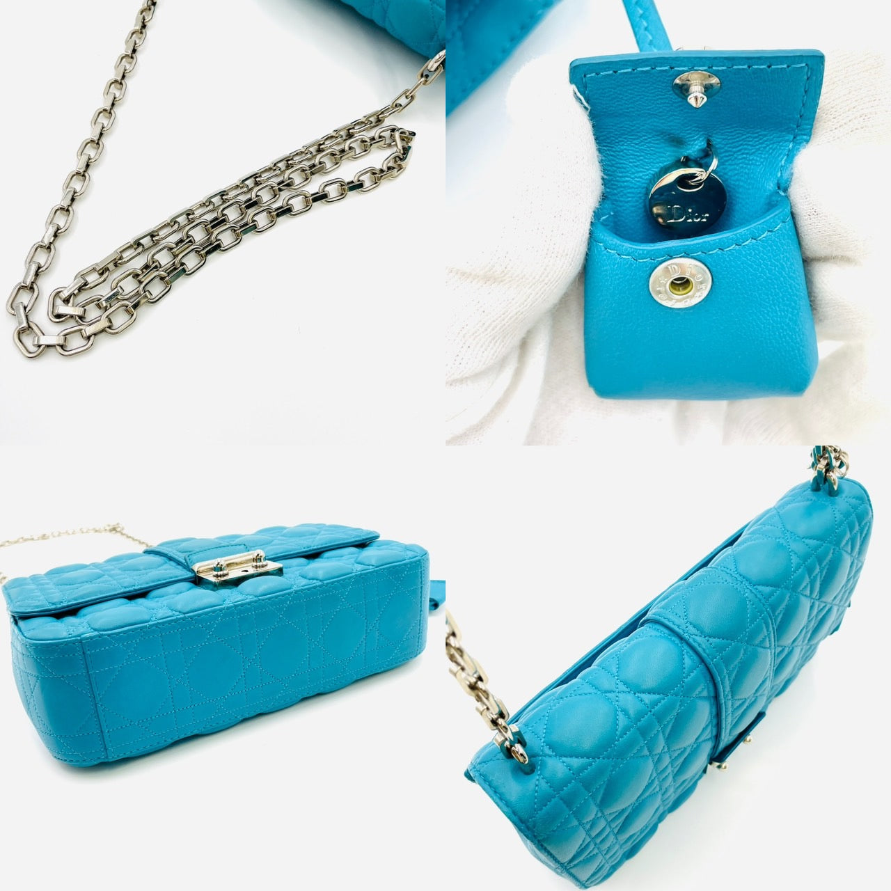 Christian Dior Cannage New Lock Leather Chain Shoulder Bag