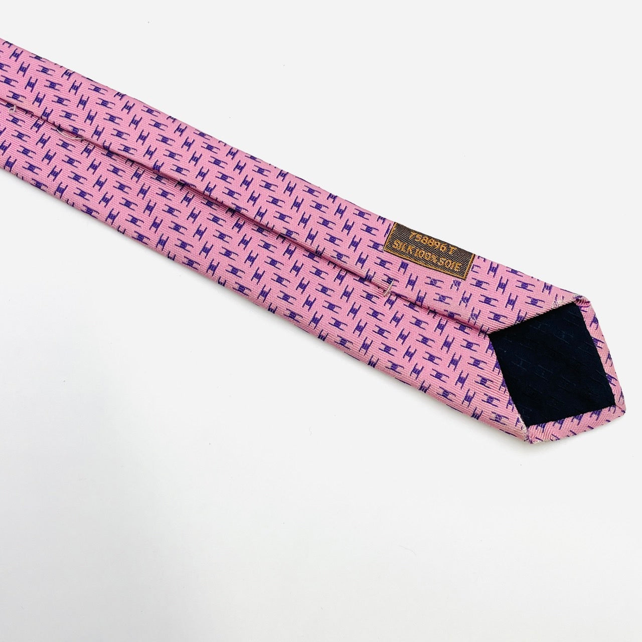 HERMES Tie Pink 100% silk