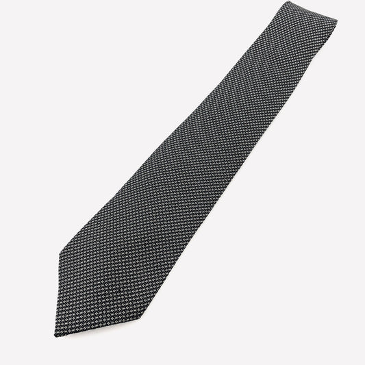 HERMES Tie Gray Black 100% silk