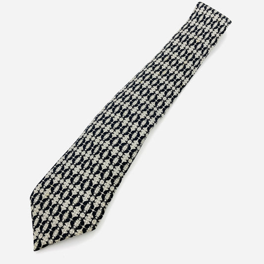 HERMES Tie Gray Black 100% silk