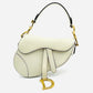 Christian Dior Leather Saddle White Hand Bag