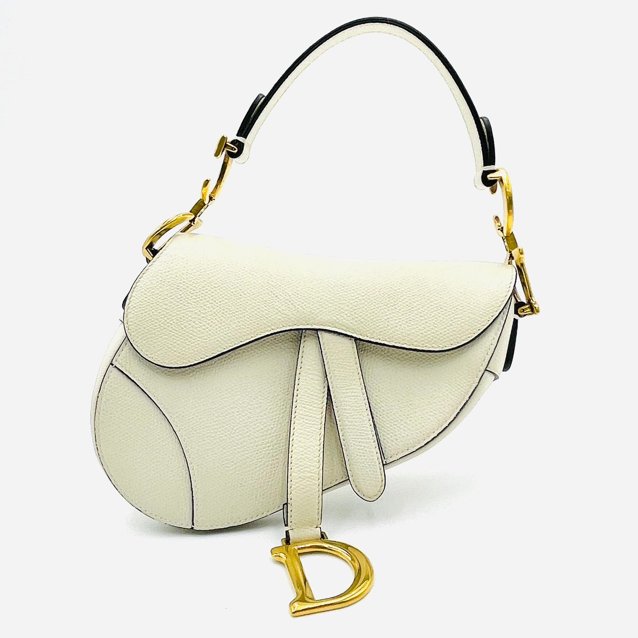 Christian Dior Leather Saddle White Hand Bag