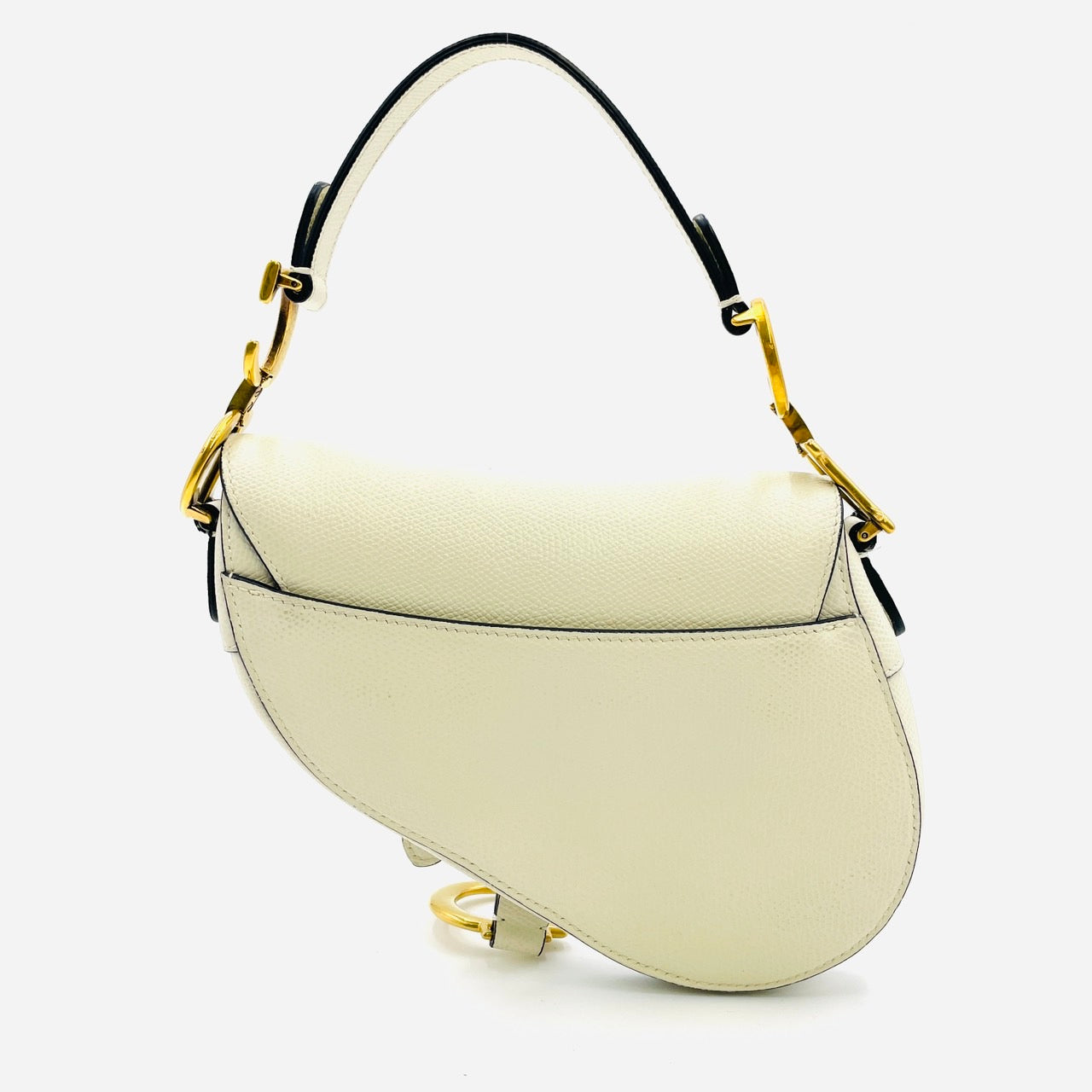 Christian Dior Leather Saddle White Hand Bag
