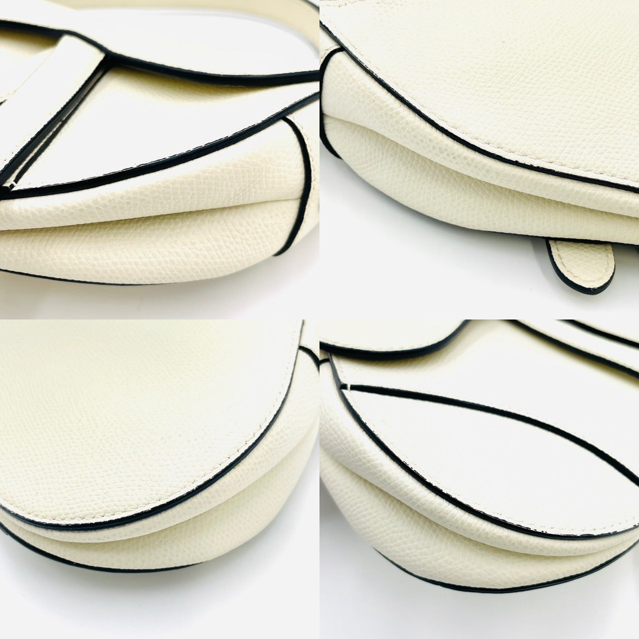 Christian Dior Leather Saddle White Hand Bag