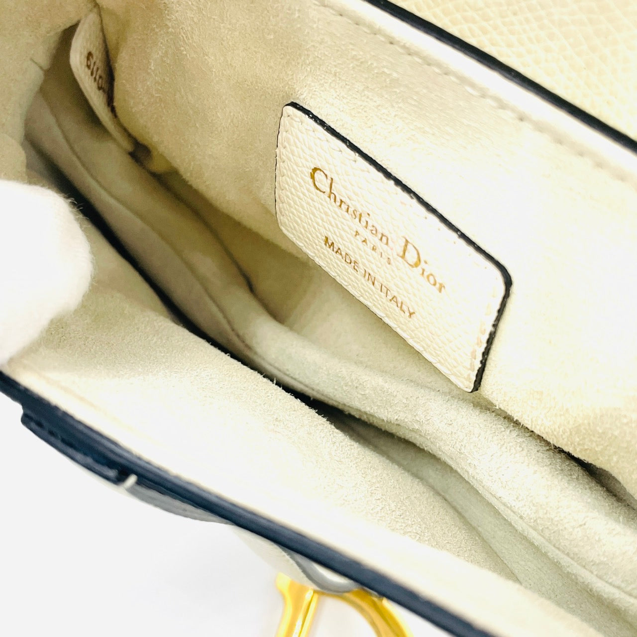 Christian Dior Leather Saddle White Hand Bag