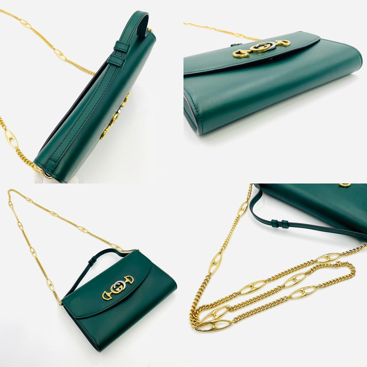 GUCCI Zumi Leather Chain  2way bag Green