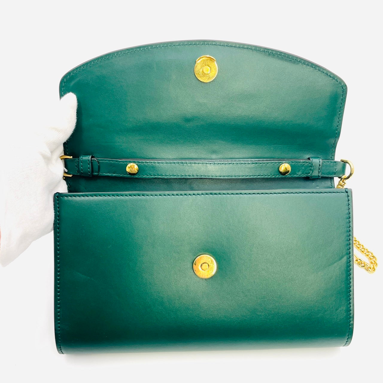 GUCCI Zumi Leather Chain  2way bag Green