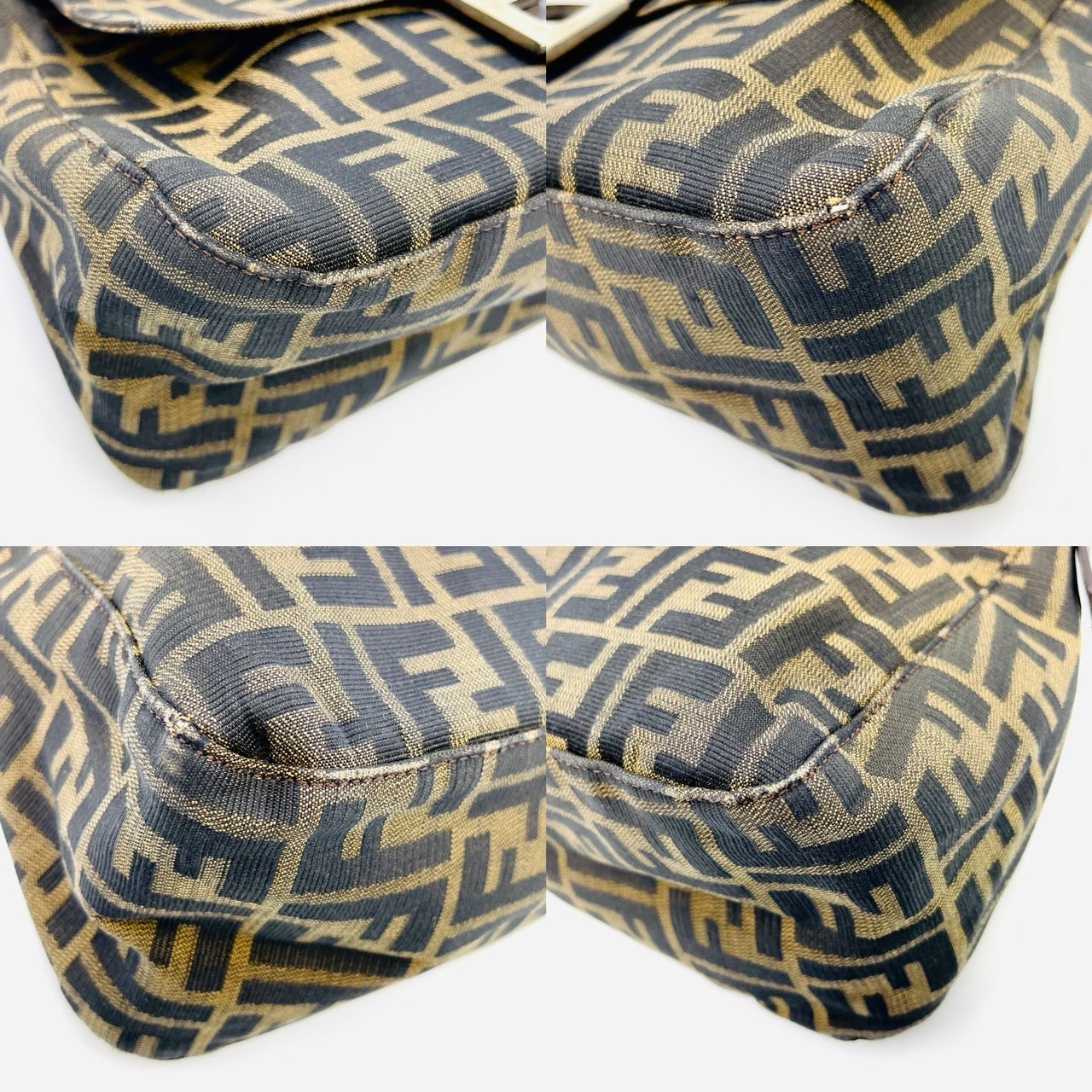 FENDI Zucca Pattern Mamma Bucket Shoulder Bag Canvas Brown Logo