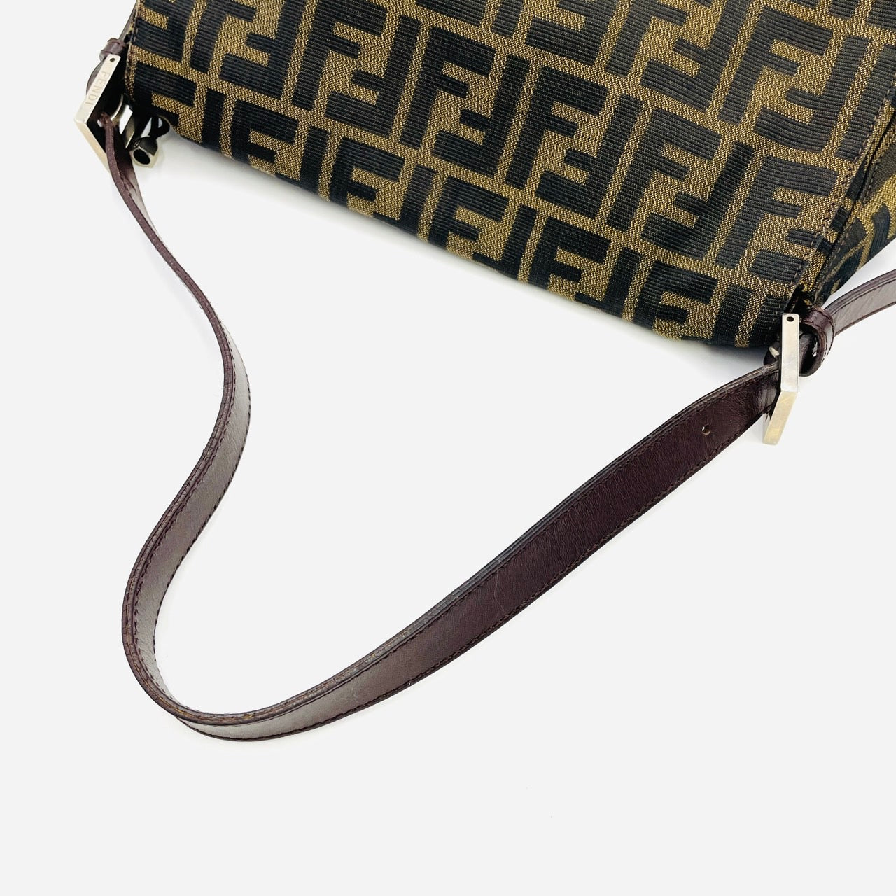 FENDI Zucca Pattern Mamma Bucket Shoulder Bag Canvas Brown Logo