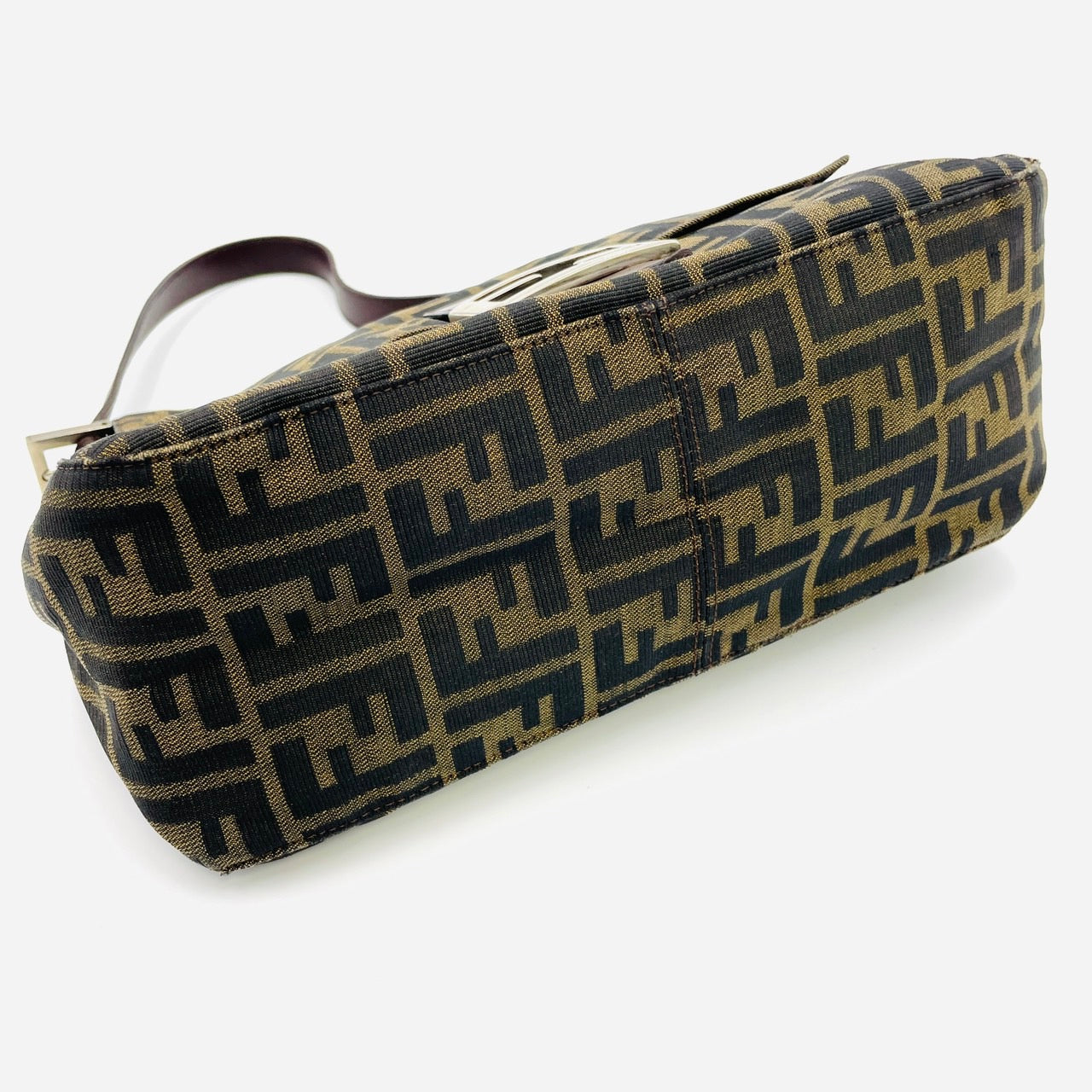 FENDI Zucca Pattern Mamma Bucket Shoulder Bag Canvas Brown Logo