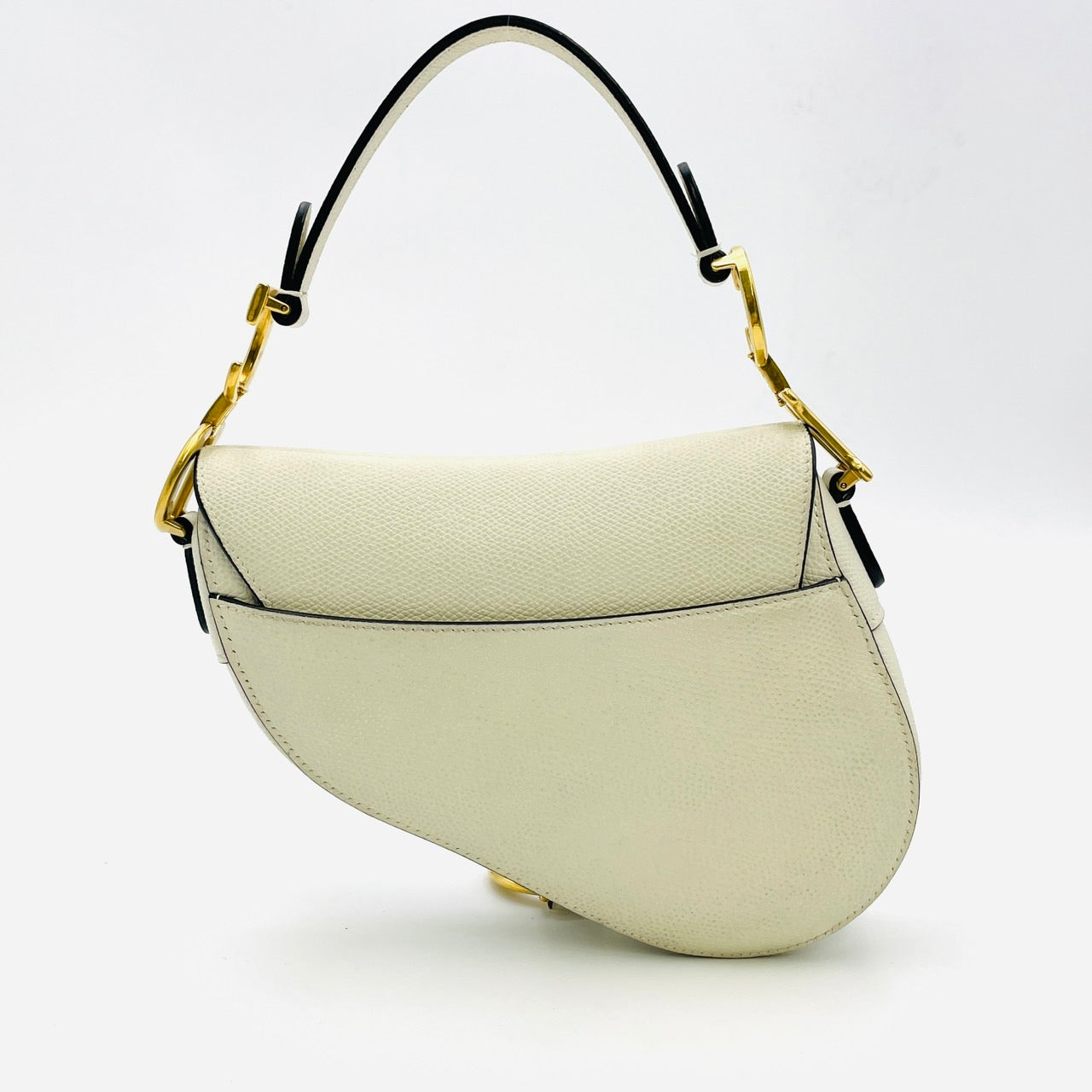 Dior Leather Logo Saddle White Hand Bag