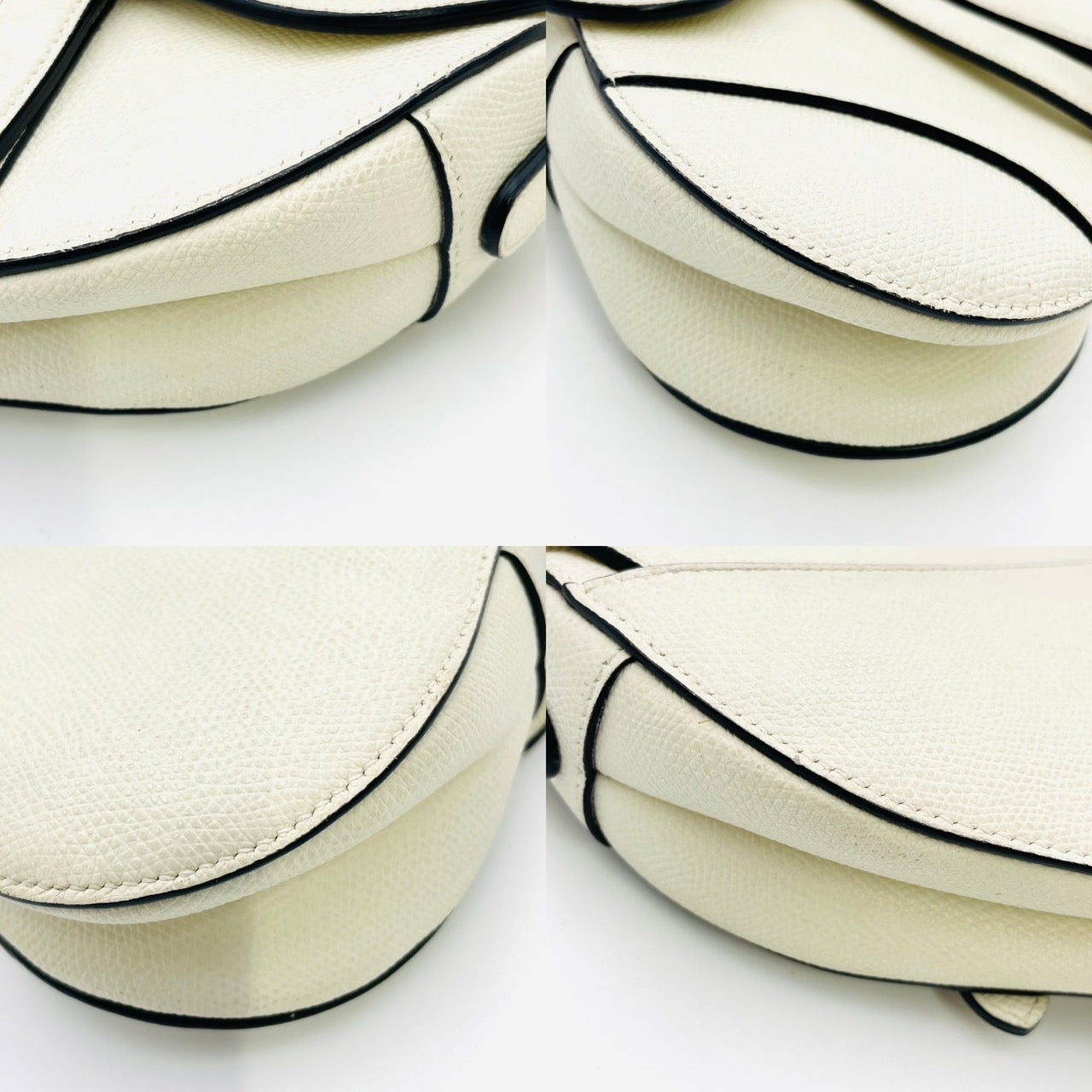 Dior Leather Logo Saddle White Hand Bag