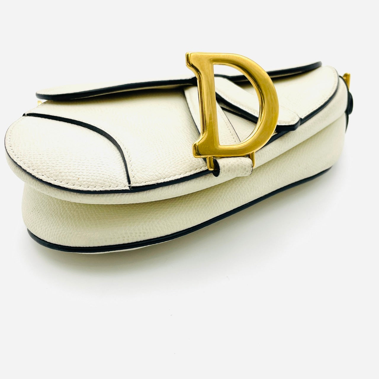 Dior Leather Logo Saddle White Hand Bag