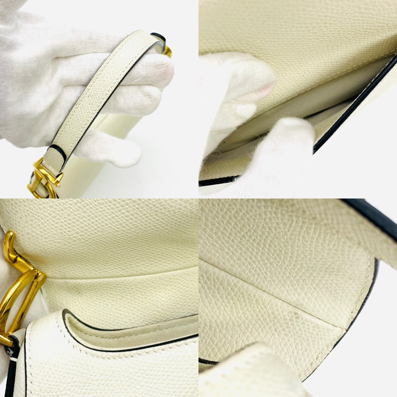 Dior Leather Logo Saddle White Hand Bag