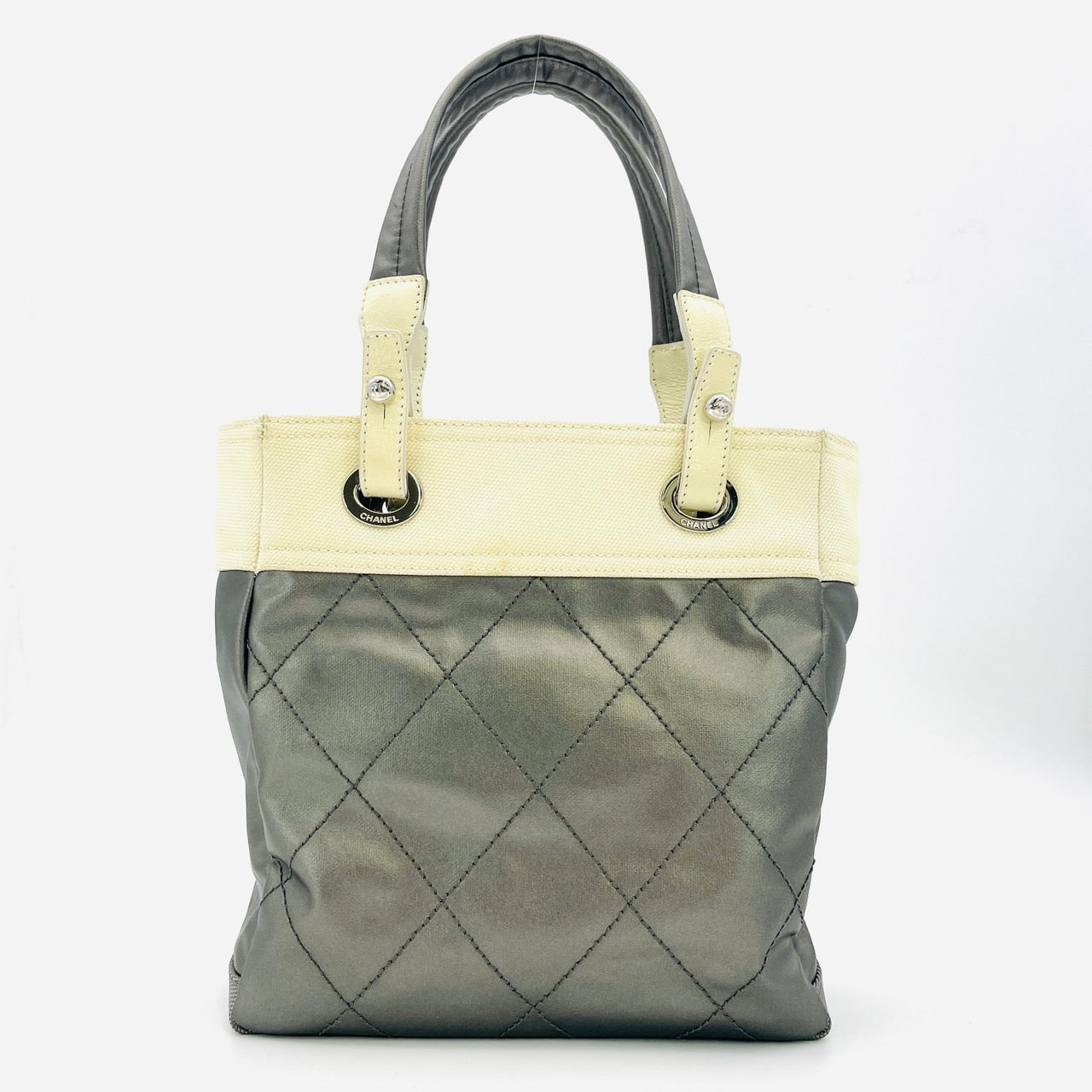 CHANEL Paribiats PM Tote Bag Off White×Silver