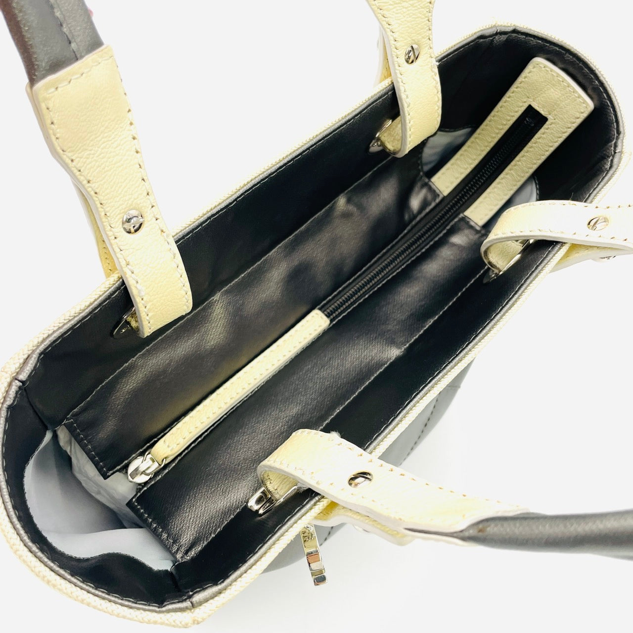 CHANEL Paribiats PM Tote Bag Off White×Silver