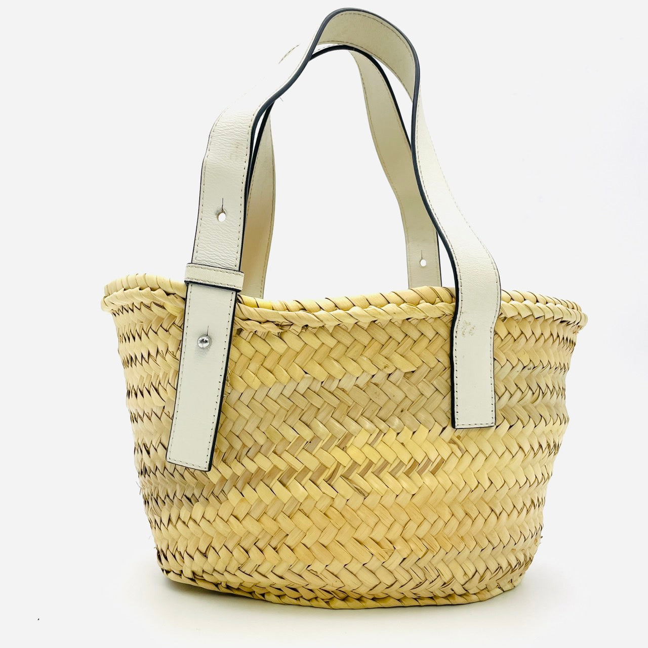 LOEWE Basket Small Basket Bag white