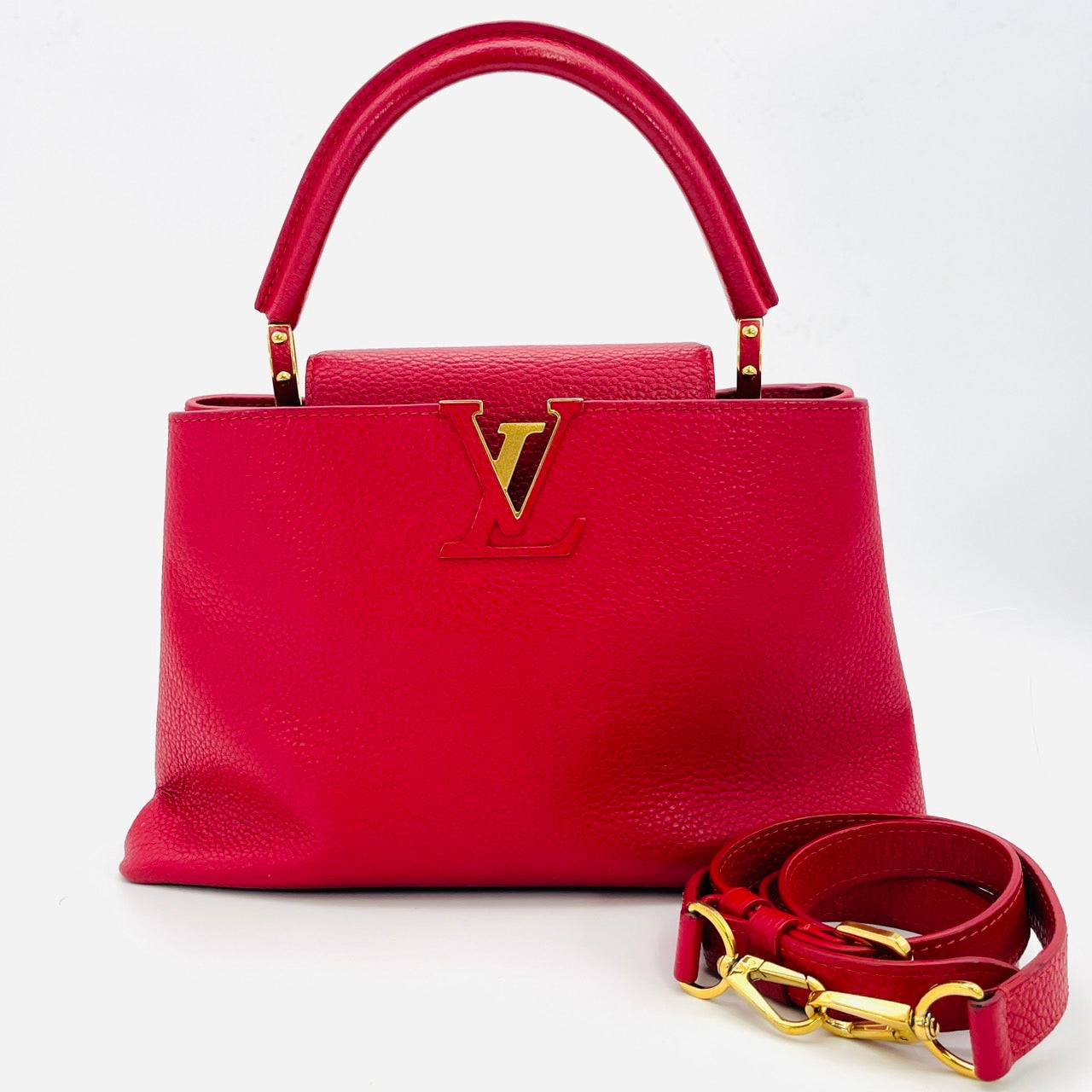 LOUIS VUITTON Capucine PM Handbag Red