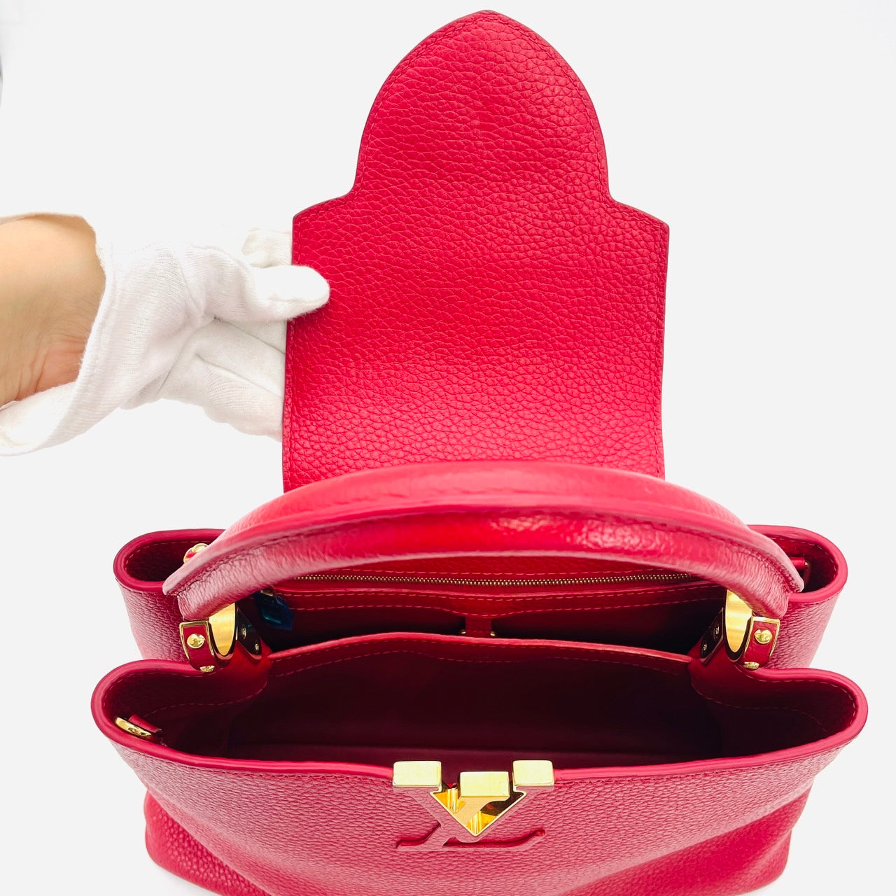 LOUIS VUITTON Capucine PM Handbag Red