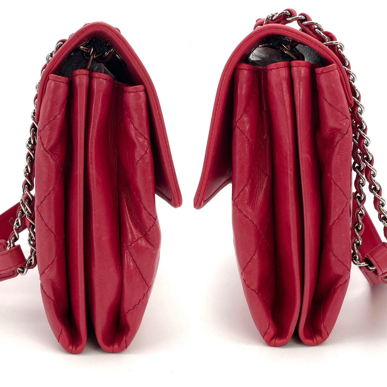 CHANEL Pink Lamb Skin Chain Shoulder Bag